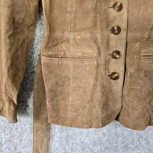Wilsons Women’s Suede Leather Jacket Brown Belted Size Medium Western Cowgirl - Picture 5 of 16